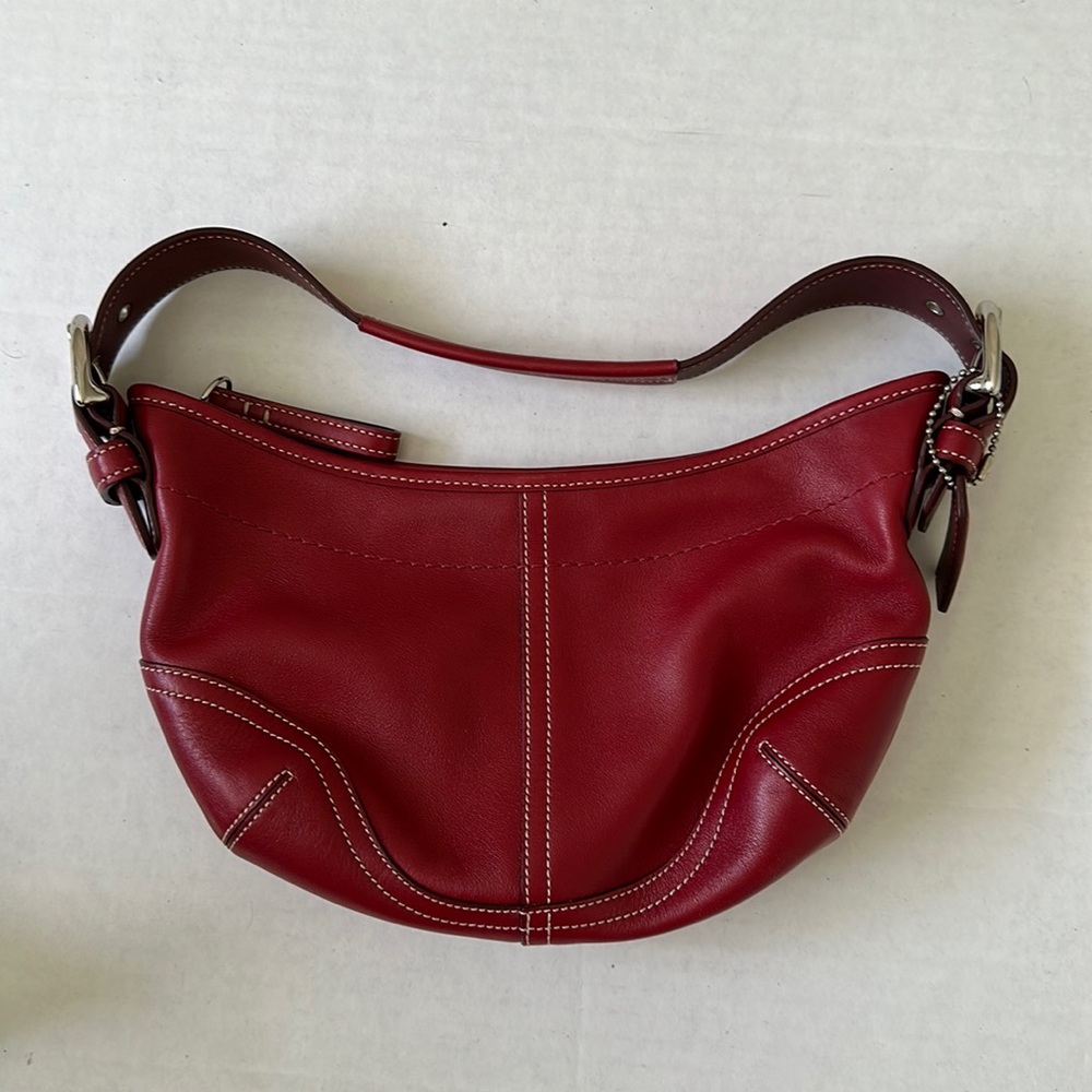 Coach Women's Red Leather Soho Hobo Handbag E3S-9541